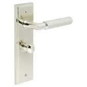 BUR-40PN-453PN-80PN Frelan Hardware Burlington 'Piccadilly' Door Handles on 57mm Bathroom Backplate with Polished Nickel Turn & Release (Inner 1)