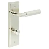 BUR-40PN-456PN-80PN Frelan Hardware Burlington 'Piccadilly' Door Handles Bathroom 78mm DIN Backplate with Polished Nickel Turn & Release (Inner 1)