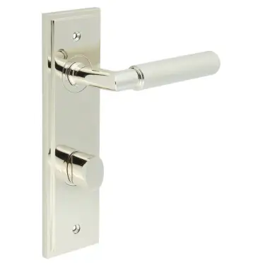 Click Here To Enlarge This Photo Of BUR-40PN-456PN-81PN Frelan Hardware Burlington 'Piccadilly' Door Handles Bathroom 78mm DIN Backplate with Polished Nickel Turn & Release (Inner 3)
