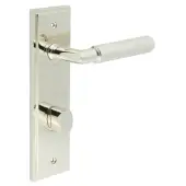 BUR-40PN-456PN-81PN Frelan Hardware Burlington 'Piccadilly' Door Handles Bathroom 78mm DIN Backplate with Polished Nickel Turn & Release (Inner 3)
