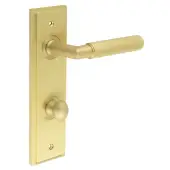 BUR-40SB-456SB-80SB Frelan Hardware Burlington 'Piccadilly' Door Handles Bathroom 78mm DIN Backplate with Satin Brass Turn & Release (Inner 1)