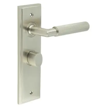Click Here To Enlarge This Photo Of BUR-40SN-453SN-81SN Frelan Hardware Burlington 'Piccadilly' Door Handles on 57mm Bathroom Backplate with Satin Nickel Turn & Release (Inner 3)