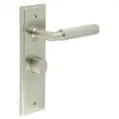 BUR-40SN-453SN-81SN Frelan Hardware Burlington 'Piccadilly' Door Handles on 57mm Bathroom Backplate with Satin Nickel Turn & Release (Inner 3)
