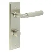 BUR-40SN-456SN-81SN Frelan Hardware Burlington 'Piccadilly' Door Handles on 78mm DIN Bathroom Backplate with Satin Nickel Turn & Release (Inner 3)