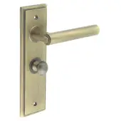 BUR-45AB-453AB-80AB Frelan Hardware Burlington 'Richmond' Door Handles on 57mm Bathroom Backplate with Antique Brass Turn & Release (Inner 1)