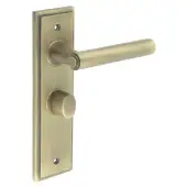 BUR-45AB-453AB-81AB Frelan Hardware Burlington 'Richmond' Door Handles on 57mm Bathroom Backplate with Antique Brass Turn & Release (Inner 3)