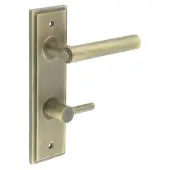BUR-45AB-456AB-82AB Frelan Hardware Burlington 'Richmond' Door Handles on 78mm DIN Bathroom Backplate with Antique Brass Easy Turn & Release