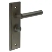 BUR-45DB-453DB-80DB Frelan Hardware Burlington 'Richmond' Door Handles on 57mm Bathroom Backplate with Dark Bronze Turn & Release (Inner 1)
