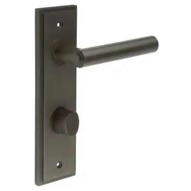 Click Here To Enlarge This Photo Of BUR-45DB-456DB-81DB Frelan Hardware Burlington 'Richmond' Door Handles on 78mm DIN Bathroom Backplate with Dark Bronze Turn & Release (Inner 3)
