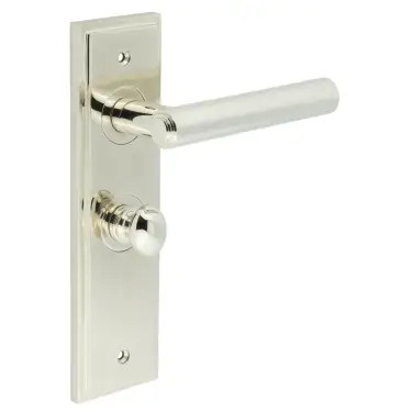 Click Here To Enlarge This Photo Of BUR-45PN-453PN-80PN Frelan Hardware Burlington 'Richmond' Door Handles on 57mm Bathroom Backplate with Polished Nickel Turn & Release (Inner 1)