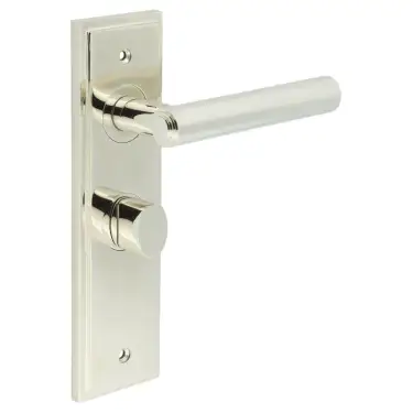Click Here To Enlarge This Photo Of BUR-45PN-453PN-81PN Frelan Hardware Burlington 'Richmond' Door Handles on 57mm Bathroom Backplate with Polished Nickel Turn & Release (Inner 3)