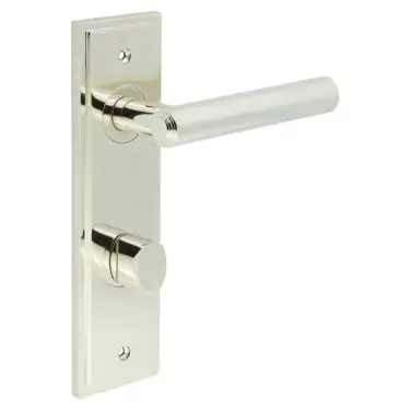 Click Here To Enlarge This Photo Of BUR-45PN-456PN-81PN Frelan Hardware Burlington 'Richmond' Door Handles on 78mm DIN Bathroom Backplate with Polished Nickel Turn & Release (Inner 3)