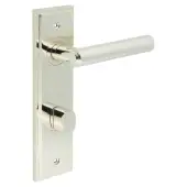 BUR-45PN-456PN-81PN Frelan Hardware Burlington 'Richmond' Door Handles on 78mm DIN Bathroom Backplate with Polished Nickel Turn & Release (Inner 3)