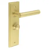 BUR-45SB-453SB-80SB Frelan Hardware Burlington 'Richmond' Door Handles on 57mm Bathroom Backplate with Satin Brass Turn & Release (Inner 1)