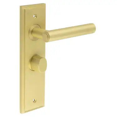 Click Here To Enlarge This Photo Of BUR-45SB-453SB-81SB Frelan Hardware Burlington 'Richmond' Door Handles on 57mm Bathroom Backplate with Satin Brass Turn & Release (Inner 3)