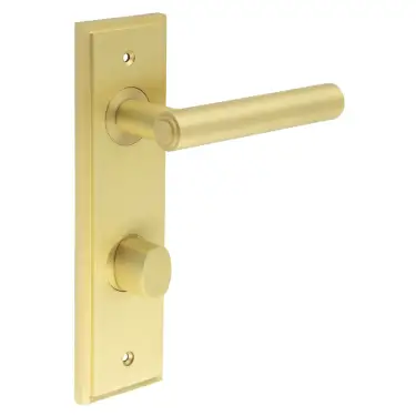 Click Here To Enlarge This Photo Of BUR-45SB-456SB-81SB Frelan Hardware Burlington 'Richmond' Door Handles on 78mm DIN Bathroom Backplate with Satin Brass Turn & Release (Inner 3)