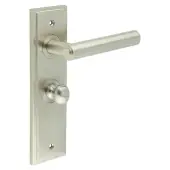 BUR-45SN-453SN-80SN Frelan Hardware Burlington 'Richmond' Door Handles on 57mm Bathroom Backplate with Satin Nickel Turn & Release (Inner 1)
