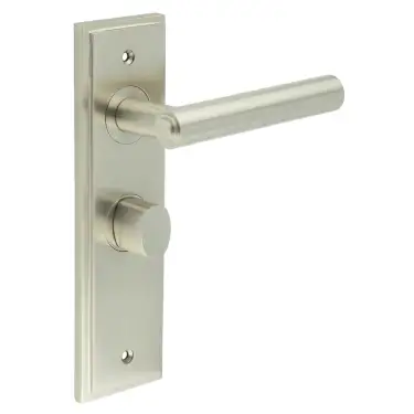 Click Here To Enlarge This Photo Of BUR-45SN-453SN-81SN Frelan Hardware Burlington 'Richmond' Door Handles on 57mm Bathroom Backplate with Satin Nickel Turn & Release (Inner 3)