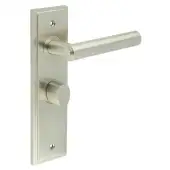 BUR-45SN-453SN-81SN Frelan Hardware Burlington 'Richmond' Door Handles on 57mm Bathroom Backplate with Satin Nickel Turn & Release (Inner 3)