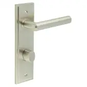 BUR-45SN-456SN-81SN Frelan Hardware Burlington 'Richmond' Door Handles on 78mm DIN Bathroom Backplate with Satin Nickel Turn & Release (Inner 3)