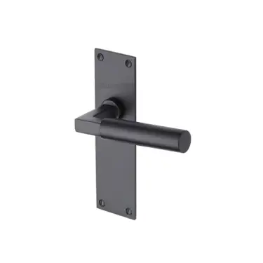 Click Here To Enlarge This Photo Of BAU7310-BKMT Heritage Brass Door Handle Lever Latch Bauhaus Design Matt Black finish