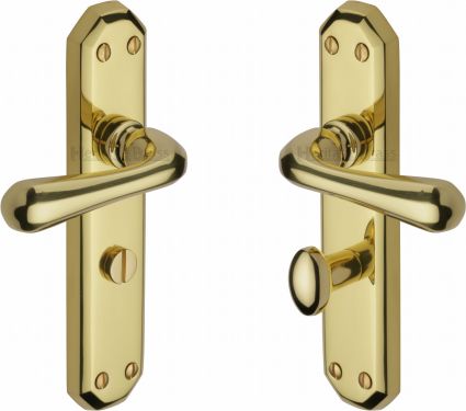Click Here To Enlarge This Photo Of V7070-PB Heritage Brass Door Handle For Bathroom Charlbury Design Polished Brass Finish