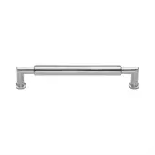 C0319 152-SC Heritage Brass Cabinet Pull Bauhaus Round Design 152mm ctc Satin Chrome Finish