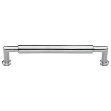 Click Here To Enlarge This Photo Of C0319 254-SC Heritage Brass Cabinet Pull Bauhaus Round Design 254mm ctc Satin Chrome Finish