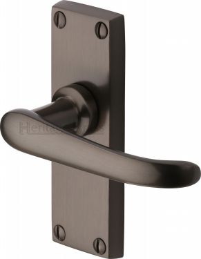 Click Here To Enlarge This Photo Of V710-MB Heritage Brass Door Handle Lever Latch Windsor Short Design Matt Bronze Finish