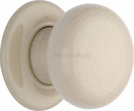 Click Here To Enlarge This Photo Of 8010-PR Heritage Brass Cream Crackle Mortice Knob with Porcelain Base
