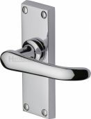 V710-PC Heritage Brass Door Handle Lever Latch Windsor Short Design Polished Chrome Finish