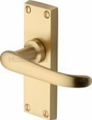 V710-SB Heritage Brass Door Handle Lever Latch Windsor Short Design Satin Brass Finish