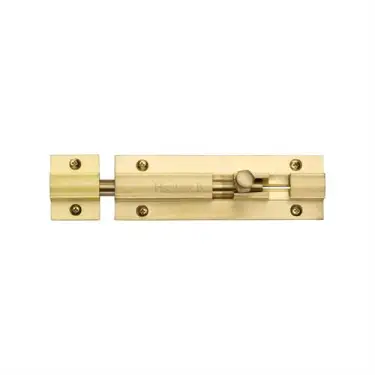 Click Here To Enlarge This Photo Of C1582 4-SB Heritage Brass Door Bolt Straight 4 x 1.25 Satin Brass finish