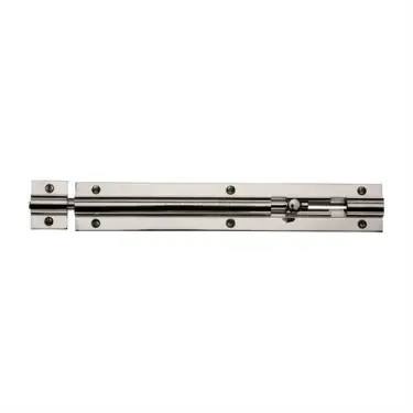 Click Here To Enlarge This Photo Of C1582 8-PNF Heritage Brass Door Bolt Straight 8 x 1.25 Polished Nickel finish