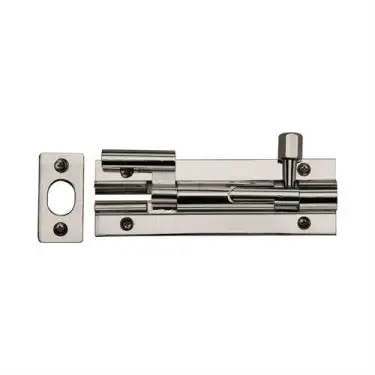 Click Here To Enlarge This Photo Of C1592 4-PNF Heritage Brass Door Bolt Necked 4 x 1.25 Polished Nickel finish