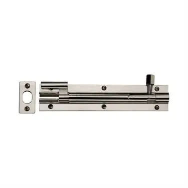 Click Here To Enlarge This Photo Of C1594 6-PNF Heritage Brass Door Bolt Necked 6 x 1.5 Polished Nickel finish