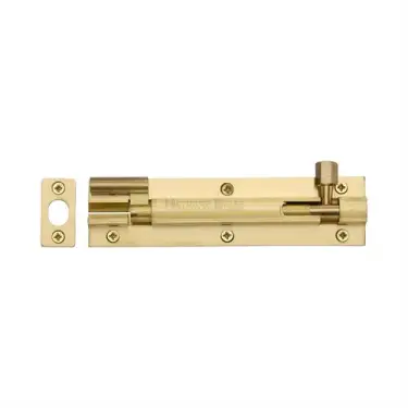 Click Here To Enlarge This Photo Of C1594 6-SB Heritage Brass Door Bolt Necked 6 x 1.5 Satin Brass finish