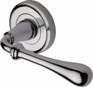 V7155-PC Heritage Brass Door Handle Lever Latch on Round Rose Roma Design Polished Chrome Finish