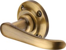 V720-AT Heritage Brass Door Handle Lever Latch on Round Rose Windsor Design Antique Brass Finish