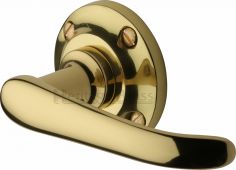 V720-PB Heritage Brass Door Handle Lever Latch on Round Rose Windsor Design Polished Brass Finish