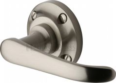V720-SN Heritage Brass Door Handle Lever Latch on Round Rose Windsor Design Satin Nickel Finish