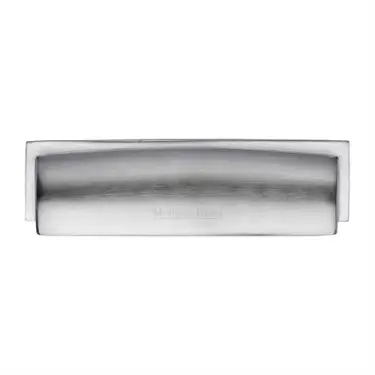 Click Here To Enlarge This Photo Of C2765 152-SC Heritage Brass Drawer Pull Shropshire Design 152mm ctc Satin Chrome Finish