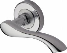 V7210-PC Heritage Brass Door Handle Lever Latch on Round Rose Algarve Design Polished Chrome Finish
