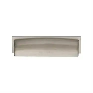 Click Here To Enlarge This Photo Of C2765 96-SN Heritage Brass Drawer Pull Shropshire Design 76/96mm ctc Satin Nickel Finish