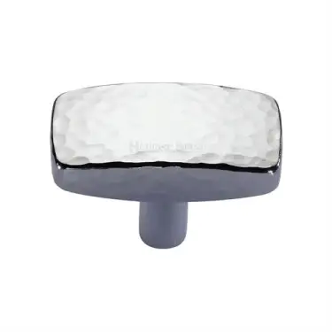 Click Here To Enlarge This Photo Of C3386 41-PC Heritage Brass Cabinet Knob Rectangular Hammered Design 41mm Polished Chrome finish