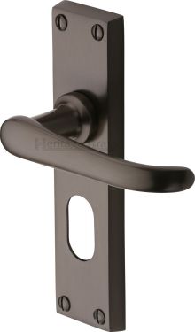 Click Here To Enlarge This Photo Of V725-MB Heritage Brass Door Handle For Oval Profile Plate Windsor Design Matt Bronze Finish