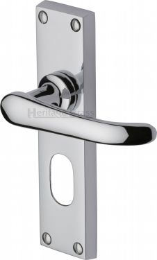 Click Here To Enlarge This Photo Of V725-PC Heritage Brass Door Handle For Oval Profile Plate Windsor Design Polished Chrome Finish