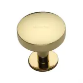 C3878 32-PB Heritage Brass Cabinet Knob Domed Disc Design with Rose 32mm Polished Brass finish