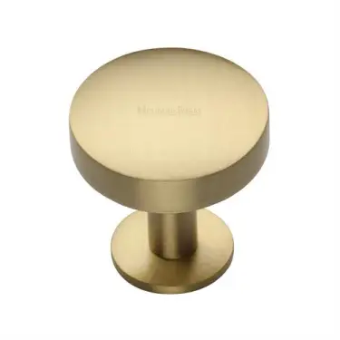 Click Here To Enlarge This Photo Of C3878 32-SB Heritage Brass Cabinet Knob Domed Disc Design with Rose 32mm Satin Brass finish