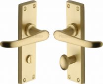 V730-SB Heritage Brass Door Handle For Bathroom Windsor Design Satin Brass Finish